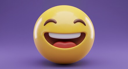 Smiling Emoji on Purple Background