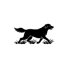 a golden retriever running in a meadow  