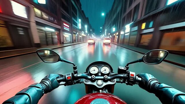 Viaje nocturno en moto