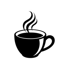 cup of coffee with steam  a white ceramic coffee