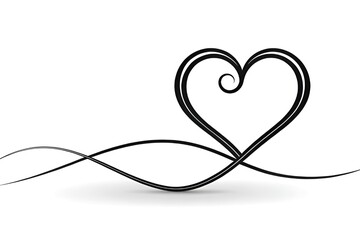 Minimalist Heart Design in Continuous Black Line