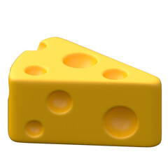 Cheese 3D icon on transparent background