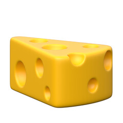 Cheese 3D icon on transparent background