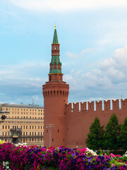 Beklemishevskaya Tower of the Moscow Kremlin in summer