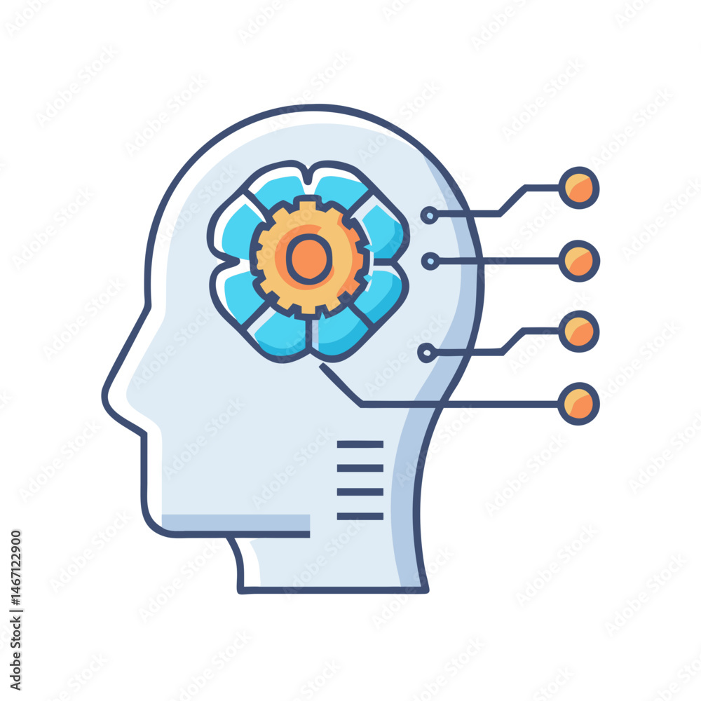 Poster artificial intelligence ai brain machine learning neural network deep learning concept design vector