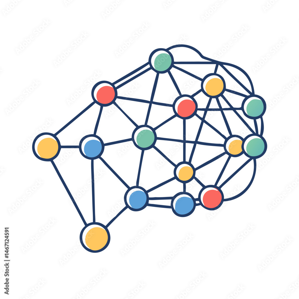 Poster artificial intelligence brain network neural connections machine learning concept vector design