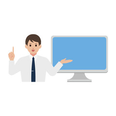 ンライン化を推奨する男性のイメージイラスト