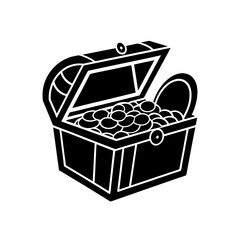 treasure chest with gold coins on white 