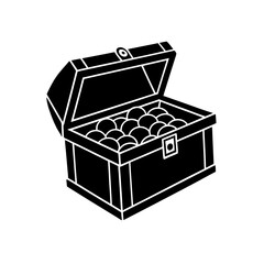 treasure chest with gold coins on white 