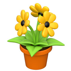 Flower 3D icon on transparent background