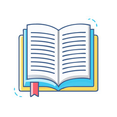 Open book vector illustration for education, reading, and literature design projects and graphics