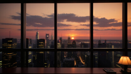 sunset over the city