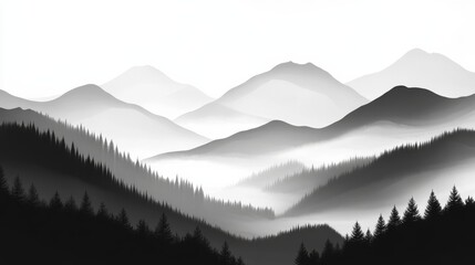 Obraz premium Misty Mountain Landscape in Traditional Sumi-e Style - Standard v2-6x