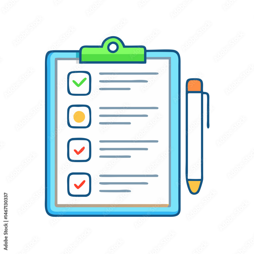 Poster checklist task management to do list project plan survey form with check marks and pen icon