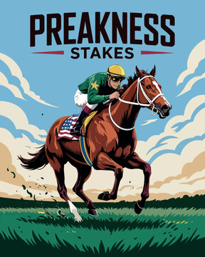 Preakness Stakes Horse Racing Jockey Speed Race Art Poster