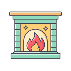 Illustration of fireplace, fire, flame, hearth, home, interior, warm, design, cozy, burning