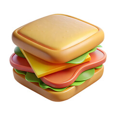 3D Render of a Delicious Sandwich. A Tasty Meal