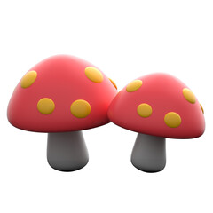 Mushroom 3D icon on transparent background	
