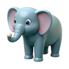 Adorable 3D Render of a Baby Elephant. Cute Cartoon Animal