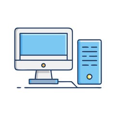 Illustration of computer desktop pc technology device screen keyboard mouse hardware equipment system