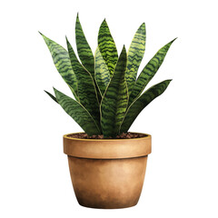 Snake plant isolated on white and transparent background.