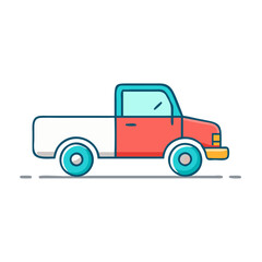 Isolated vector illustration of a cartoon pickup truck vehicle transportation design element art
