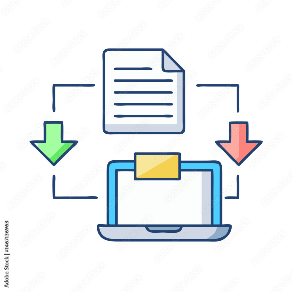 Poster Illustration of database management system with data analysis and network connection diagram icon