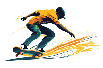 Fototapeta premium Dynamic Skateboarder in Motion: A Thrilling Vector Illustration of Extreme Sports Action