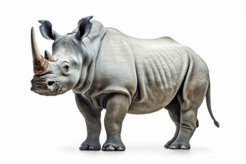 Obraz premium Majestic White Rhino powerful creature isolated against a pure white background A symbol of wildlife