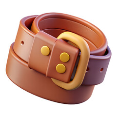 Brown Leather Belt with Gold Buckle. A 3D Render of a Classic Fashion Accessory