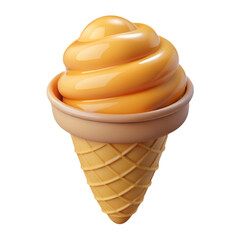 Creamy Yellow Ice Cream in a Waffle Cone. A Sweet Summer Treat