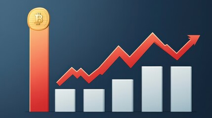 Bitcoin cryptocurrency price chart soaring to new heights financial investment graph of exponential growth and digital asset market trending upwards
