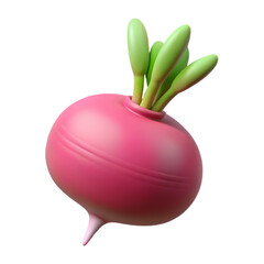 Vibrant Pink Turnip. A 3D Render of Fresh Produce