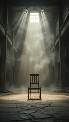 Lonely Chair in Abandoned Warehouse