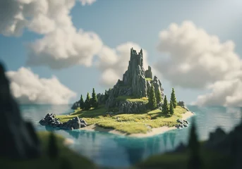 Selbstklebende Fototapeten Ile montagneuse ensoleillée paysage enchanteur © NguyenHaiPhuong