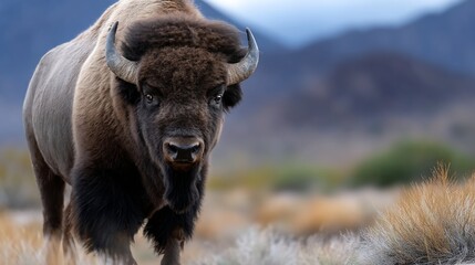 Fototapeta premium Majestic bison in a natural habitat