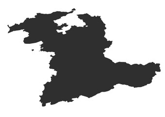 black and white vector map of the city of Canton, Bern, Switzerland.