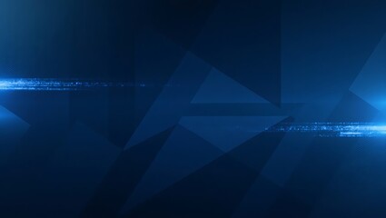 Futuristic Blue Geometric Background &ndash; Abstract Digital Design with Overlapping Shapes, Gradients, and Dynamic Light Streaks