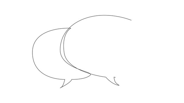 Animation of continuous line drawing two stacked callouts, one of which has a heart symbol. Expression of feelings. National Screenwriters Day. One line self drawing animated. Full length motion