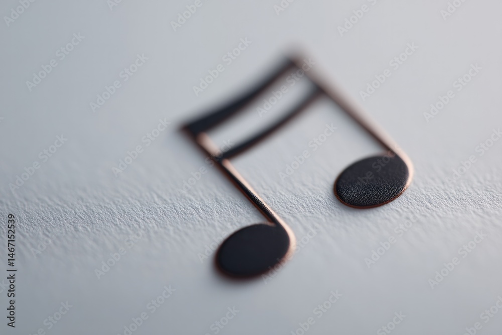 Poster minimalistic close-up of musical symbols on pristine white background emphasizing clean image with a