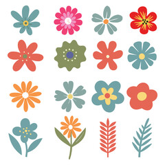 Colorful Floral Icon set, Vector Flower Icon Collection.