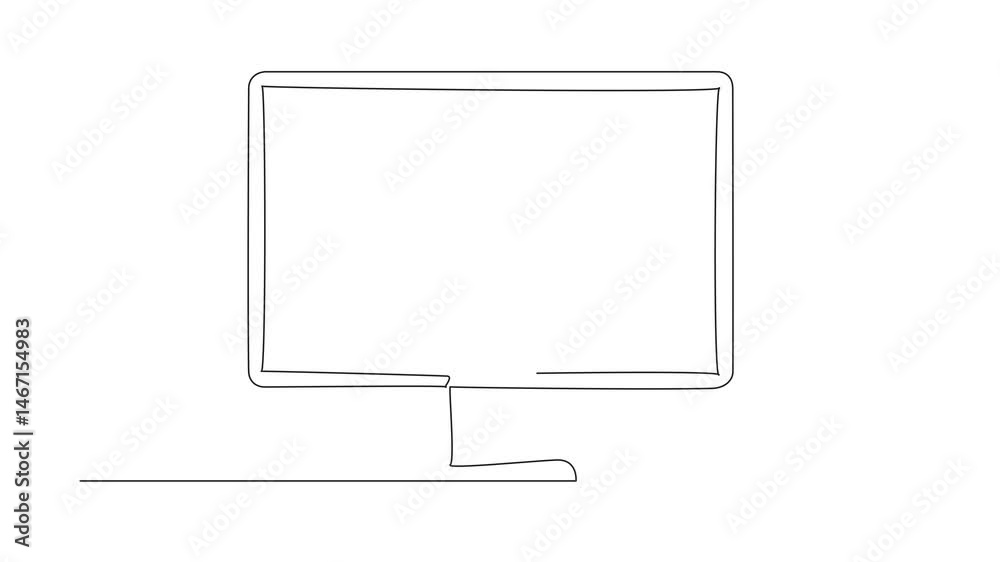 Poster self drawing animation of single one line drawing shield and padlock in the middle of the computer m