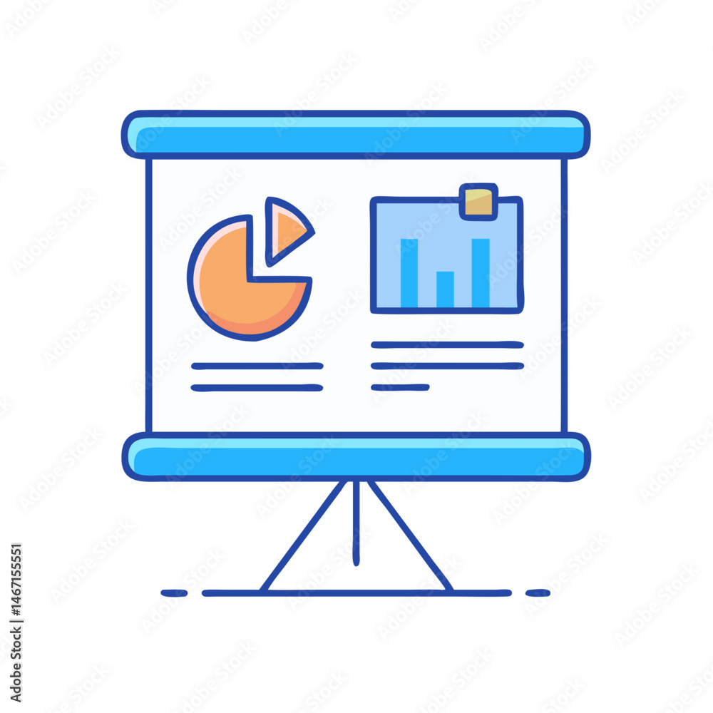 Poster presentation chart with pie chart and bar graph for business data analysis and report display