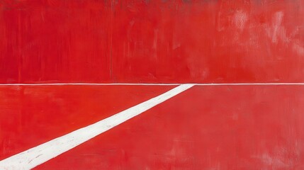 Ultra quality image of corner of a red athletic court marked with bright white lines.