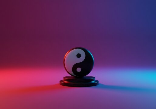 Symbole Yin Yang luminescent rose et bleu