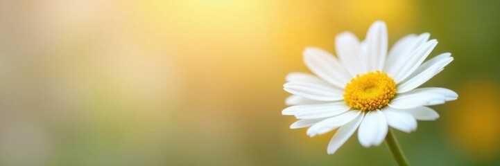 Naklejka premium Single white daisy, delicate petals, vibrant yellow center, bloom, flora
