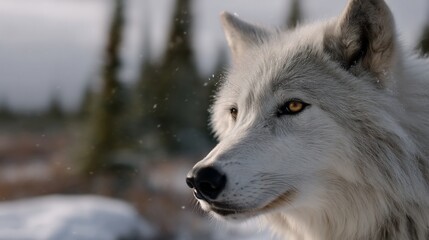 Obraz premium Majestic Arctic wolf in snowy landscape