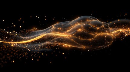 Glowing neural network with synaptic sparks, abstract brain hemisphere forming learning pathways - the essence of cognitive evolution