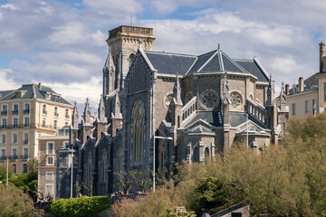 Beautiful view of the coast of Biarritz in a stormy day (French Basque Country)