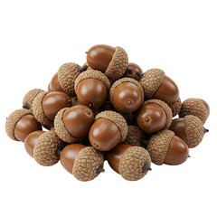 Whole acorn with cap and smooth brown shell, isolated clearly on transparent background, ideal for...